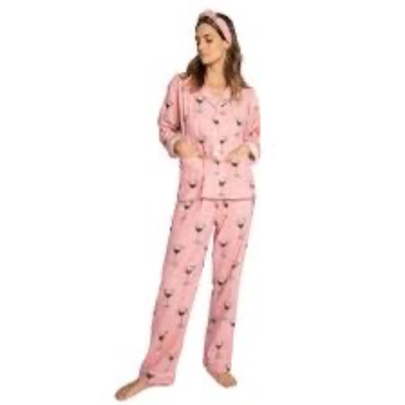 P.J. Salvage Pink Martini Glass Pajama Set – Women’s Large 100% Cotton - Picture 1 of 9